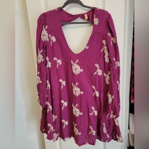 Free People Pink Blouse with 3/4 Sleeves and Backless Design